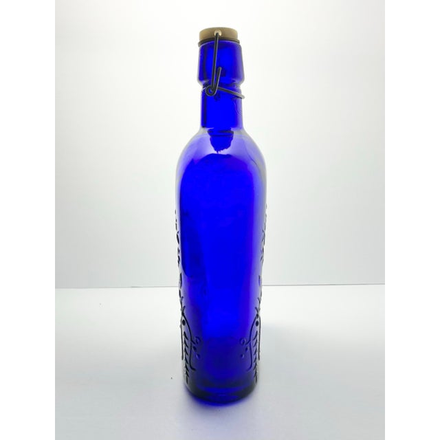1970s 1970s Vintage Italian Cobalt Blue Glass “Cognac” Decanter Bottle For Sale - Image 5 of 8