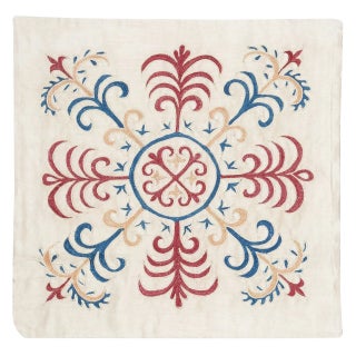 21"x21" 100% Silk Embroidered Cushion Cover. New Toss Pillow. Modern Lace Pillow For Sale