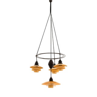 Ringkrone Ceiling Lamp in Bakelite, Brass, and Glass from Poul Henningsen, 1930s For Sale