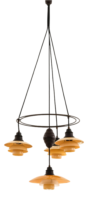 Ringkrone Ceiling Lamp in Bakelite, Brass, and Glass from Poul Henningsen, 1930s