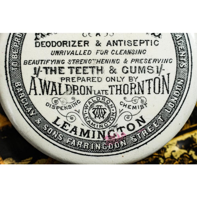 19th Century 19th Century Nice Large Thornton's Anthracoline Toothpaste Porcelain Lidded Jar Advertising Bathroom Vanity Home Decor For Sale - Image 5 of 11