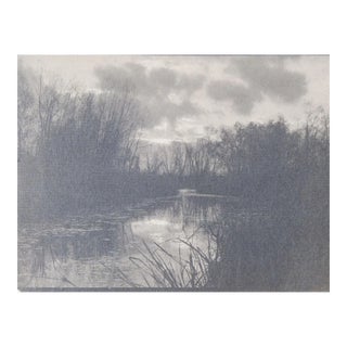 Vintage Cyanotype Lakeside Sunrise Landscape Photograph For Sale