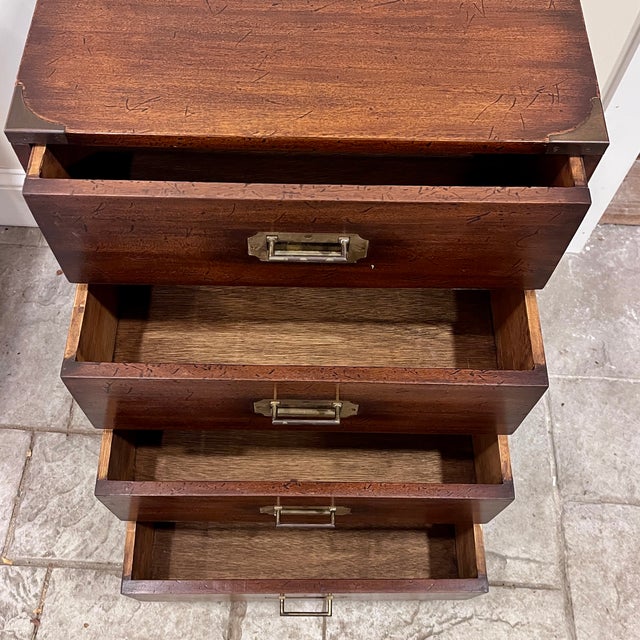 1970s Small 4 Drawer Campaign Chest Cabinet For Sale - Image 4 of 13