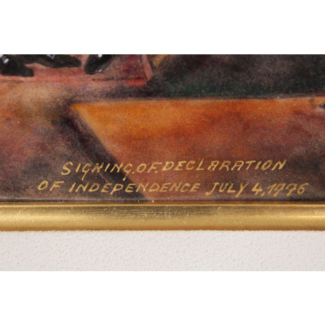 Pierre Bonnet 'Signing of Declaration of Independence' Limoges France Enamel Wall Plaque For Sale - Image 10 of 13