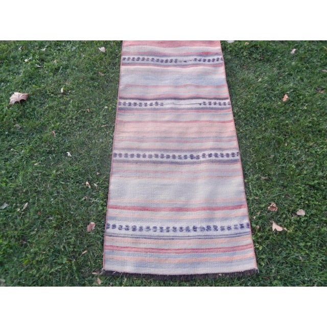 Vintage Striped Turkish Kilim Runner 2′4″ × 8′4″ For Sale - Image 4 of 13