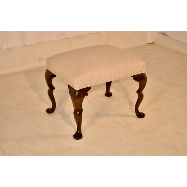 1900 - 1909 Circa 1900 English Walnut Upholstered Stool For Sale - Image 5 of 9