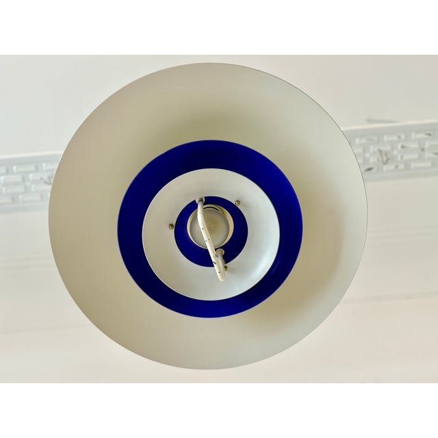 Large Vintage Danish Form-Light Pendant Lamp in White and Cobalt Blue, Denmark, 1970s For Sale - Image 15 of 18