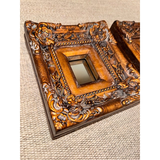 Glass Vintage Hollywood Regency Gold Gilt Baroque Inset Wall Mirrors - Set of 3 For Sale - Image 7 of 9