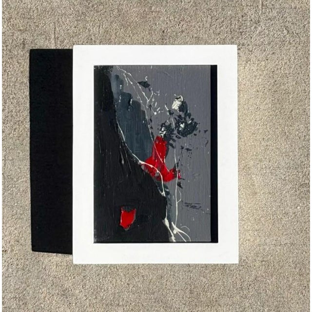 Late 20th Century Vintage Boho Miniature Painting in Wood Frame For Sale - Image 5 of 6