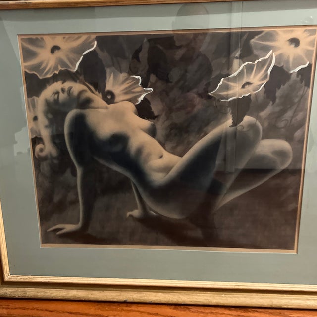Lithograph by William Reynolds Jr . Made in 1938 titled Moon Flower