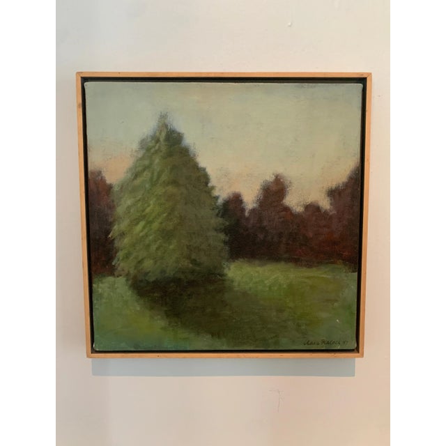 Signed Acrylic on Canvas Landscape Painting of Trees and Shadow in Wood Frame For Sale In Los Angeles - Image 6 of 9