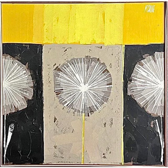 Extremely rare, Robert McCaine, original, cubist, color block, framed, abstract painting of dandelions. In my 25 years of...