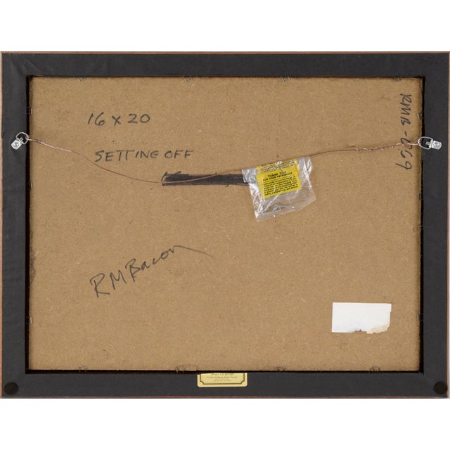 Blue "Setting Off" - Nautical Scene in Oil on Masonite by Richard M Bacon For Sale - Image 8 of 8