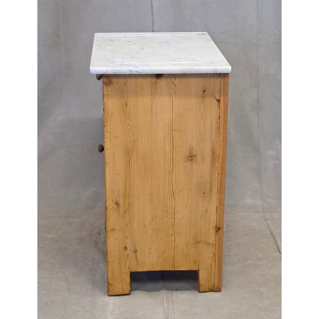 Antique European Pine and Marble Side Table or Nightstand For Sale - Image 11 of 14