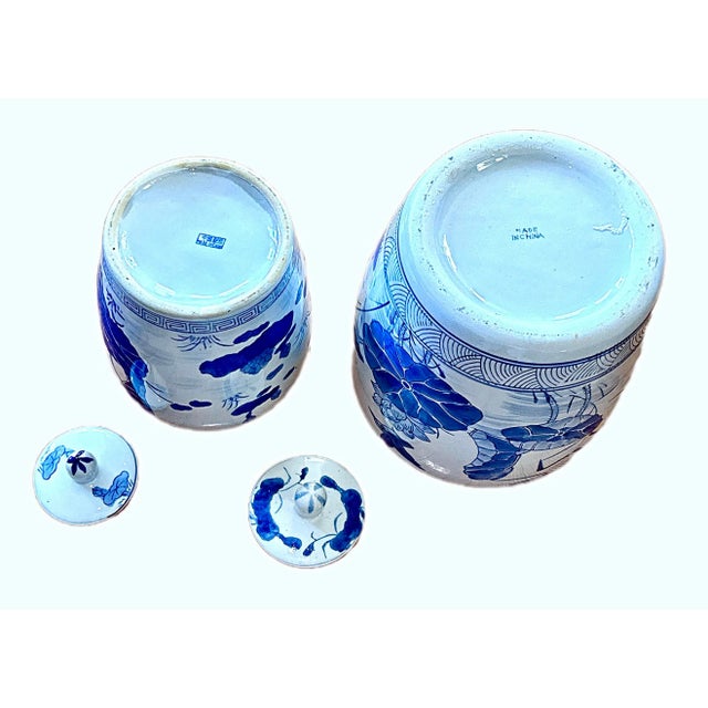 Blue and White Kingfisher Ginger Jars - A Pair For Sale - Image 11 of 11