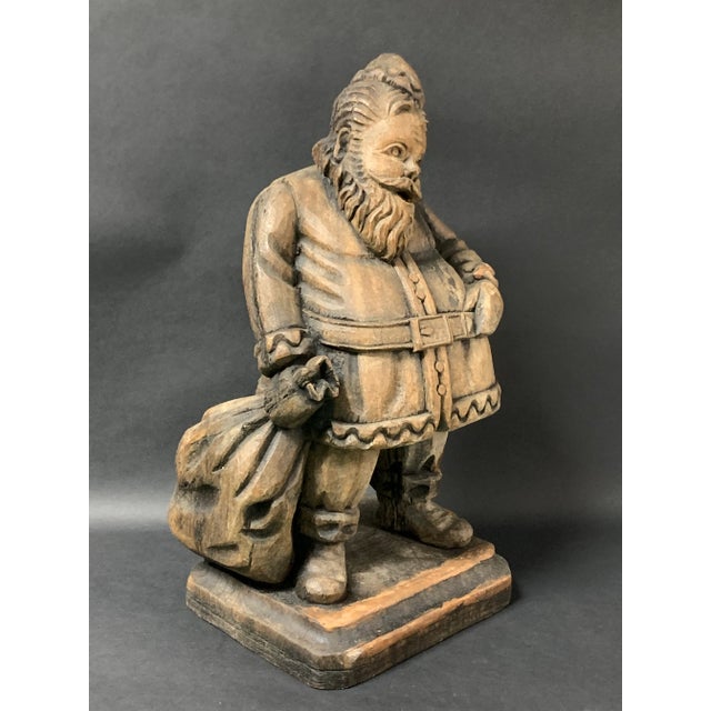 Vintage Carved Solid Wood Paper Mache Mold Santa Claus Sculpture For Sale In New York - Image 6 of 9