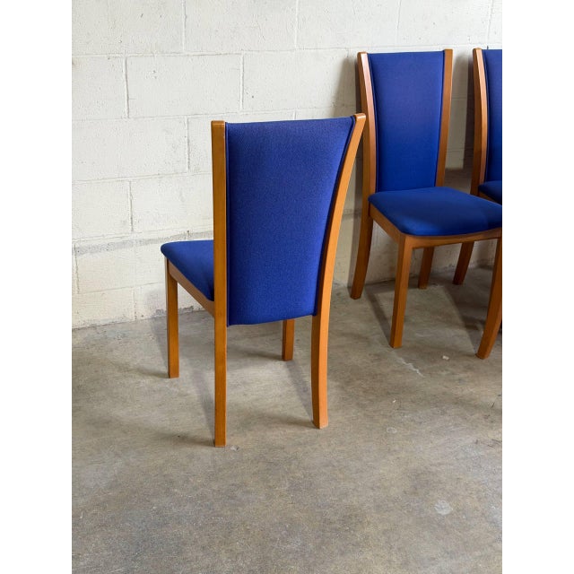 Wood Mid 20th Century Set of 8 Danish Modern Skovby Teak Dining Chairs in Blue Upholstery For Sale - Image 7 of 10