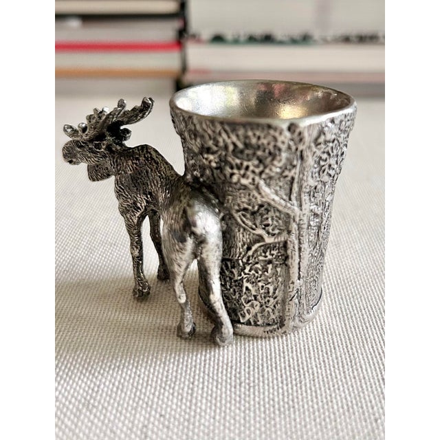 Silver Vintage German 95% Pewter Moose Match and Toothpick Holder For Sale - Image 8 of 12