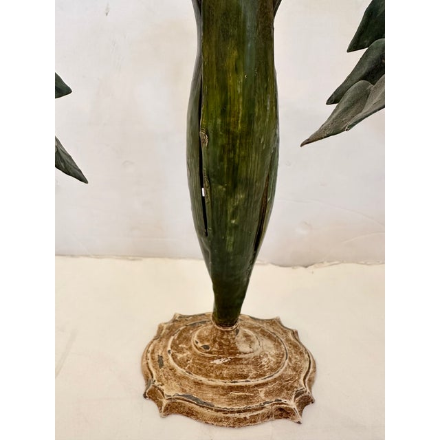 French Vintage Painted Tole Candlesticks -A Pair For Sale - Image 3 of 8