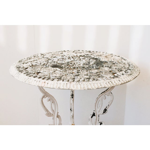 White Petite French Bistro Outdoor Table/Distressed White For Sale - Image 8 of 8