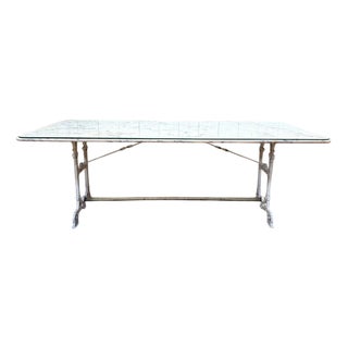 Large Art Nouveau Brasserie Table in Iron and Marble For Sale