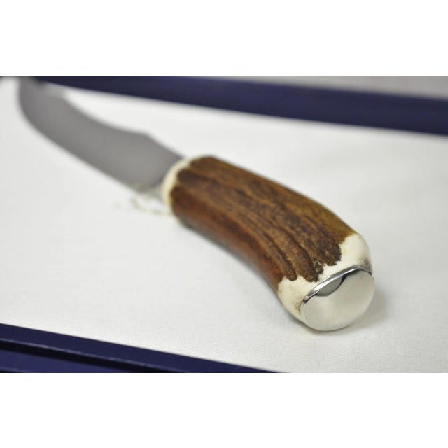 Late 20th Century Scully & Scully Arts & Crafts Natural Staghorn Handle Steak Knives - Set of 6 For Sale - Image 15 of 16