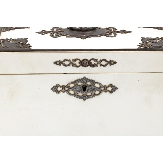 Elegant Painted English Victorian Period Tea Caddy With Elaborate Metalwork, Circa 1890. For Sale - Image 11 of 12