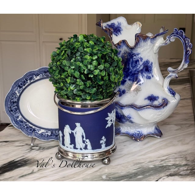 Antique Made in England Flow Blue Large Scale Pitcher For Sale - Image 18 of 18