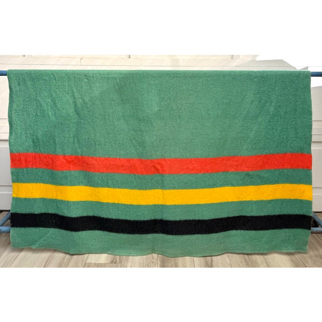 Pendleton Woolen Mills 1940s Orrlaskan Pure Wool Striped Blanket by Orr Felt & Blanket Co. For Sale - Image 4 of 10