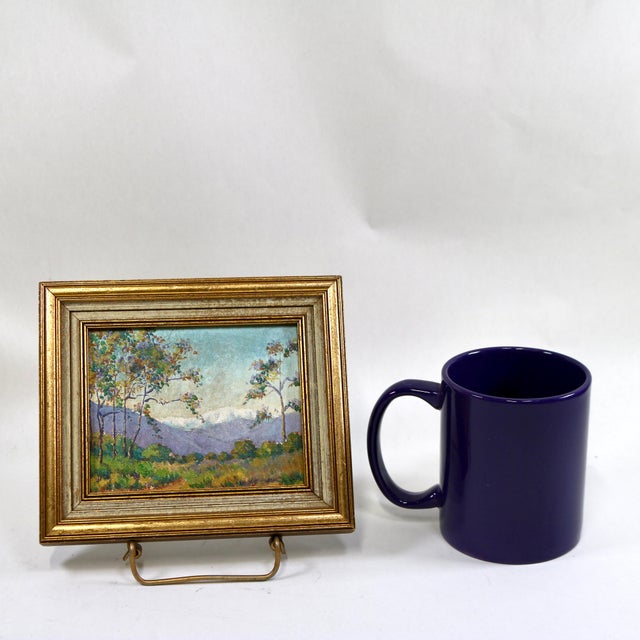 Mid 20th Century Miniature Mountain Landscape Oil Painting - Unsigned Unknown Artist For Sale - Image 9 of 13