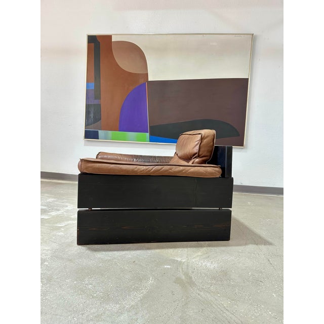 Percival Lafer 1970s Mid Century Brutalist Danish Pine and Leather Lounge Chair For Sale - Image 4 of 7