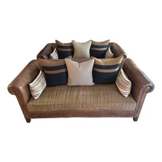 VIntage Pair of Ralph Lauren Home Brompton Leather Sofas-Cognac Leather, Nailhead Trim & Custom Upholstery For Sale