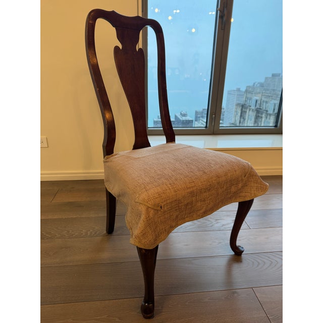 Late 20th Century Drexel Heritage Solid Wood Extendable Dining Table With 6 Reupholstered Chairs For Sale - Image 14 of 15