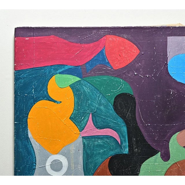 Late 20th Century French Vintage Large Abstract Painting For Sale - Image 5 of 10