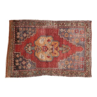 Vintage Distressed Oushak Rug - 3'3" x 4'8" For Sale