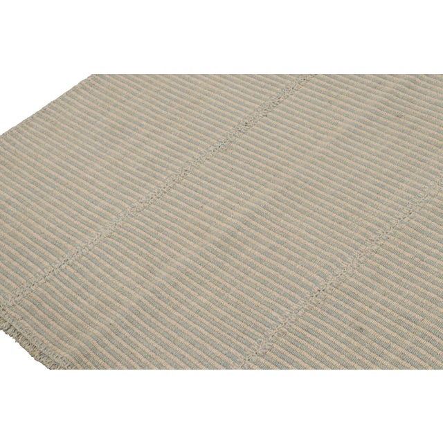 2010s Rug & Kilim’s Contemporary Kilim in Blue and Cream Stripes For Sale - Image 5 of 7