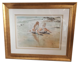 Gordon King, Beach, Large Watercolor, Framed