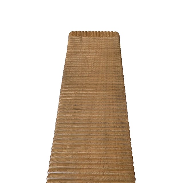 Brown Solid Teak Wood Bench With Softened Edges and Sculptural Leg Form For Sale - Image 8 of 8