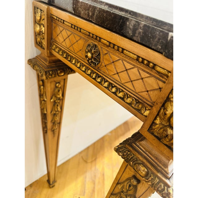 Neoclassical Maison Jansen Marble Top Console Table, Signed For Sale - Image 3 of 9