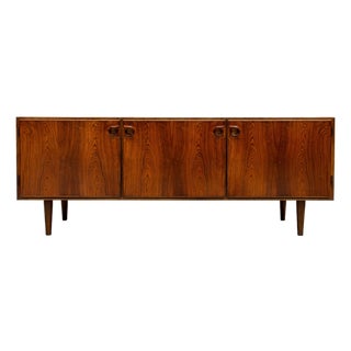 Low Danish Mid Century Modern Credenza by Sven Ellekaer for Albert Hansen Mobelfabrik | Rosewood Sideboard, Made in Denmark C. 1960’s For Sale