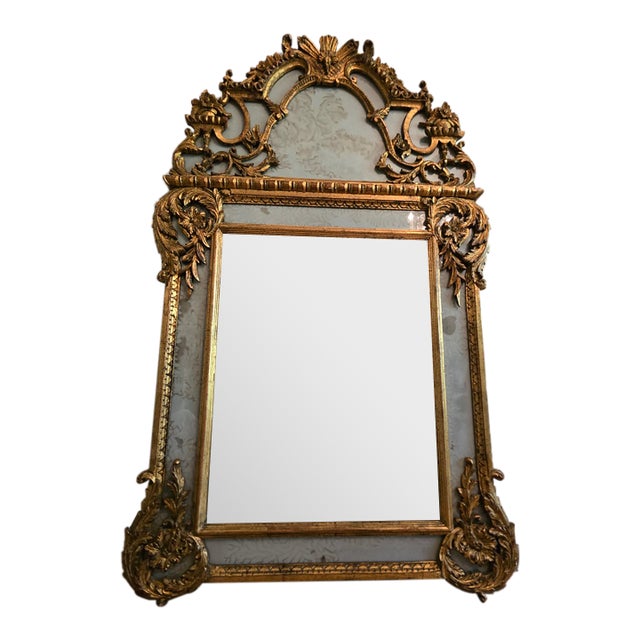 Vintage Early Mid Century Modern Italian Gilded Mirror For Sale