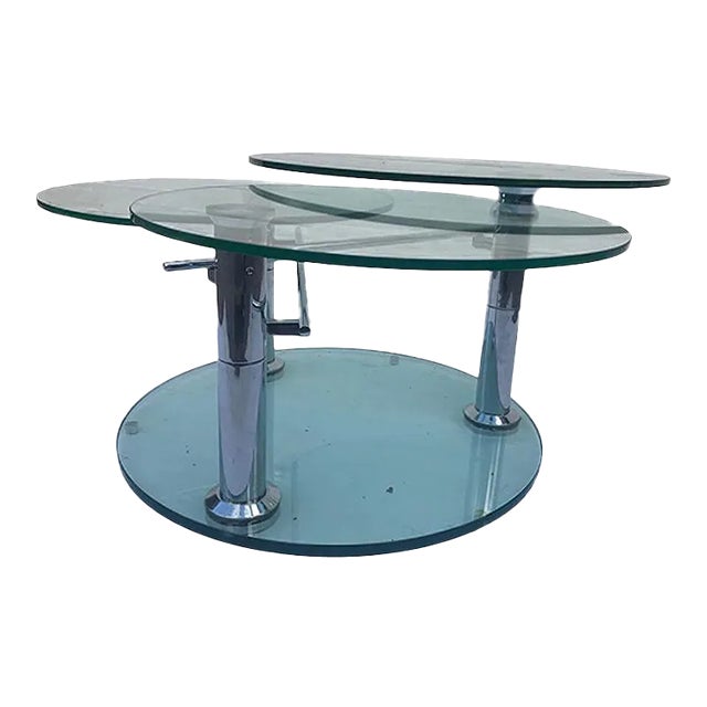 Coffee Table with 3 Removable Glass Shelves, 1980s For Sale