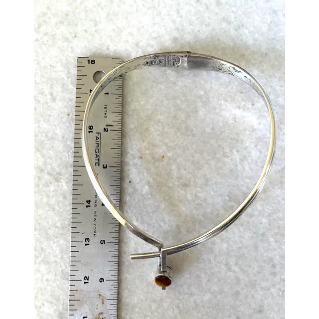 Antonio Pineda Vintage Mid-Century Antonio Pineda Sigi Taxco Sterling Silver, Tiger's Eye, and Onyx Sculputural Necklace With Artist Markings For Sale - Image 4 of 8