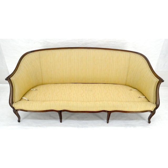 Fine Carved Gold Upholstery Country French c1920s Down Filled Cushion Sofa MINT For Sale - Image 4 of 15