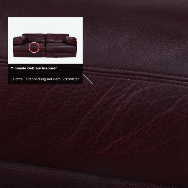 Animal Skin Leather Two-Seater Red Bordeaux Manual Function DS-76 Sofa from de Sede For Sale - Image 7 of 13