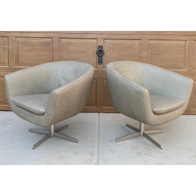 Modern Leather Swivel Bucket Chairs a Pair Chairish