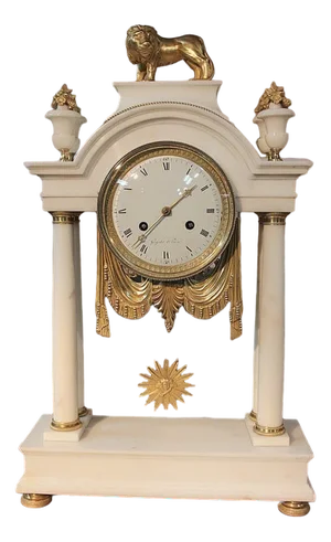 18th Century White Marble Portico Clock