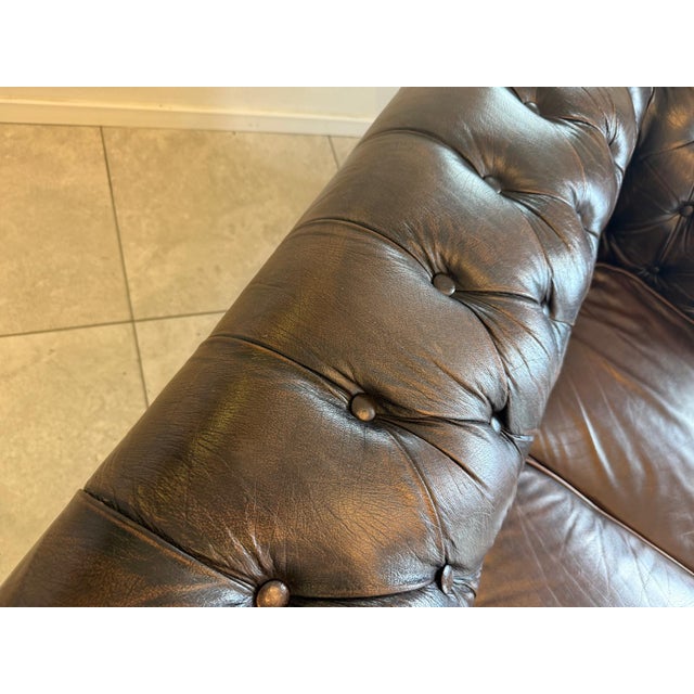 Chesterfield Two-Seater Club Sofa in Brown, Austria For Sale - Image 9 of 14