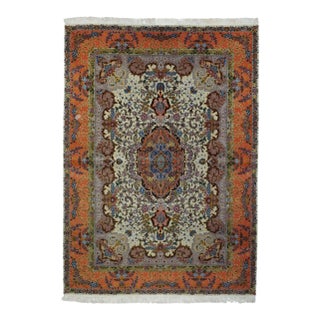 Late 20th Century Extremely Fine Persian Tabriz 70 Raj. Wool and Silk With a Silk Foundation Rug 5'3'' X 7'7'' For Sale