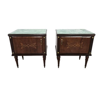 Vintage Oak Bedside Tables with Glass Tops, 1960, Set of 2 For Sale